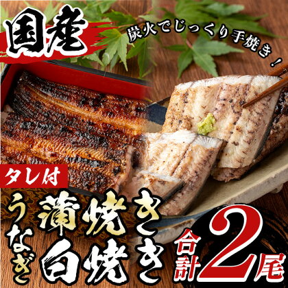 国産！うなぎ蒲焼き1尾＆白焼き1尾セット(計2尾) 九州産 鰻 ウナギ 有頭 魚 魚介類 かばやき 蒲焼 蒲焼き しろやき 白焼 惣菜 土用 丑の日 お土産 ギフト プレゼント 冷蔵 送料無料【尾方屋】