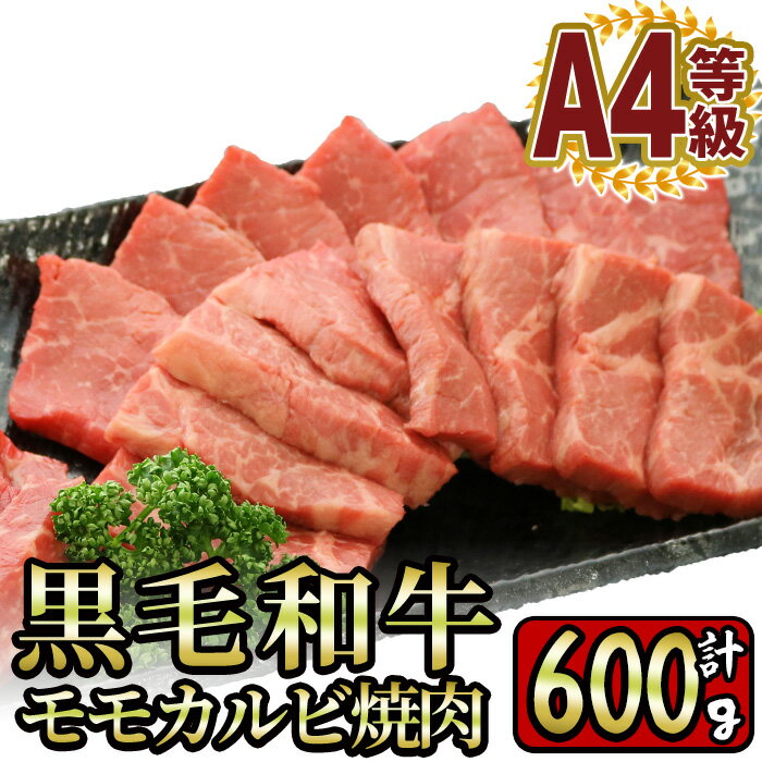 【ふるさと納税】日本一の和牛！鹿児島県産黒毛和牛＜A4等級＞モモカルビ焼肉用 計600g(200g×3P) 国産 九州産 牛肉 黒牛 黒毛和牛 和牛 お肉 もも肉 カルビ 焼肉 バーベキュー BBQ 冷凍【財宝】のサムネイル
