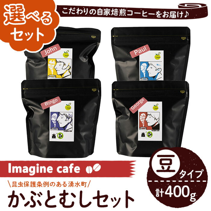 【ふるさと納税】《選べる組み合わせ》Imagine cafe 有機コーヒーかぶと虫セット(豆タイプ・4種各100g...