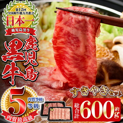 《数量限定》D101 鹿児島黒牛すきやきセット(総合計600g) 国産 九州産 牛肉 黒毛和牛 和牛 国産牛 お肉 スライス すき焼き しゃぶしゃぶ 小分け 冷凍【湧水町JAあいら】