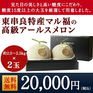 【ふるさと納税】厳選の極玉 マル福の高級アールスメロン 2玉 約2.0〜2.5kg メロン 高級 大玉 フルーツ 果物 化粧箱 ギフト 贈り物 期間限定 数量限定 送料無料