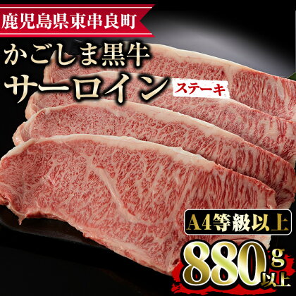 鹿児島県産A4等級以上！黒毛和牛サーロインステーキ(計880g・約220g×4枚)国産 牛肉 肉 冷凍 ロース 鹿児島 焼肉 ステーキ【デリカフーズ】【0423301a】