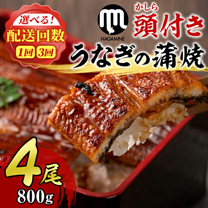 【ふるさと納税】大隅産うなぎの蒲焼＜計約800g(約200g×4尾)/定期便・計約2400g(約200g×4尾×3回)＞うなぎ 高級 ウナギ 鰻 国産 蒲焼 蒲焼き たれ 鹿児島【永峯うなぎ店】