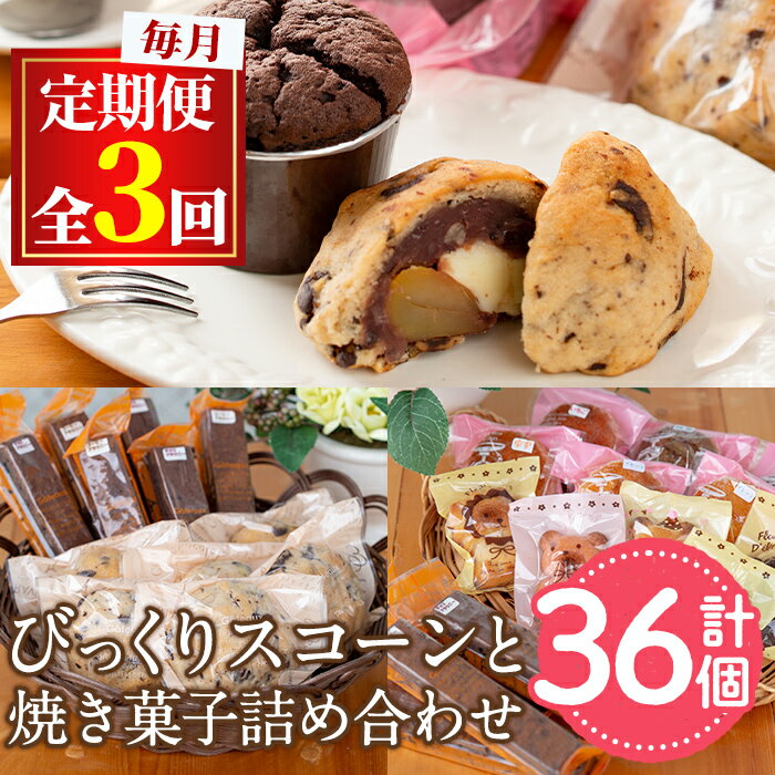 【ふるさと納税】＜定期便・全3回(連続)＞焼き菓子詰め合わせ(ガトーショコラ、スコーン、ブラウニー、マドレーヌ、フィナンシェ)お菓子 スイーツ 洋菓子 焼き菓子 個包装 小分け おやつ かわいい【Felice Regalo】【31887】