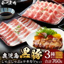 【ふるさと納税】鹿児島 黒豚 豚肉 しゃぶしゃぶ & テキカツ セット ( 肩 ロース 200g×1 バラ肉 200g×1 ロースかつ 90g×4 )