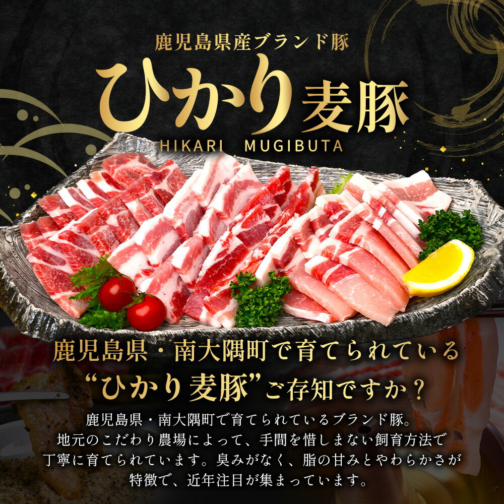 【ふるさと納税】鹿児島県産 ひかり麦豚 しゃぶしゃぶ 焼肉 セット (300g×3パック) ≪計900g≫ ＋ 楽塩の粗びき塩こしょう HM-704 | 肉 お肉 にく 豚肉 ロース 肩ロース バラ肉 スライス 粗挽き 塩コショウ 冷凍 真空冷凍 産地直送 新鮮 小分け 甘み 鹿児島県 南大隅町 ひ
