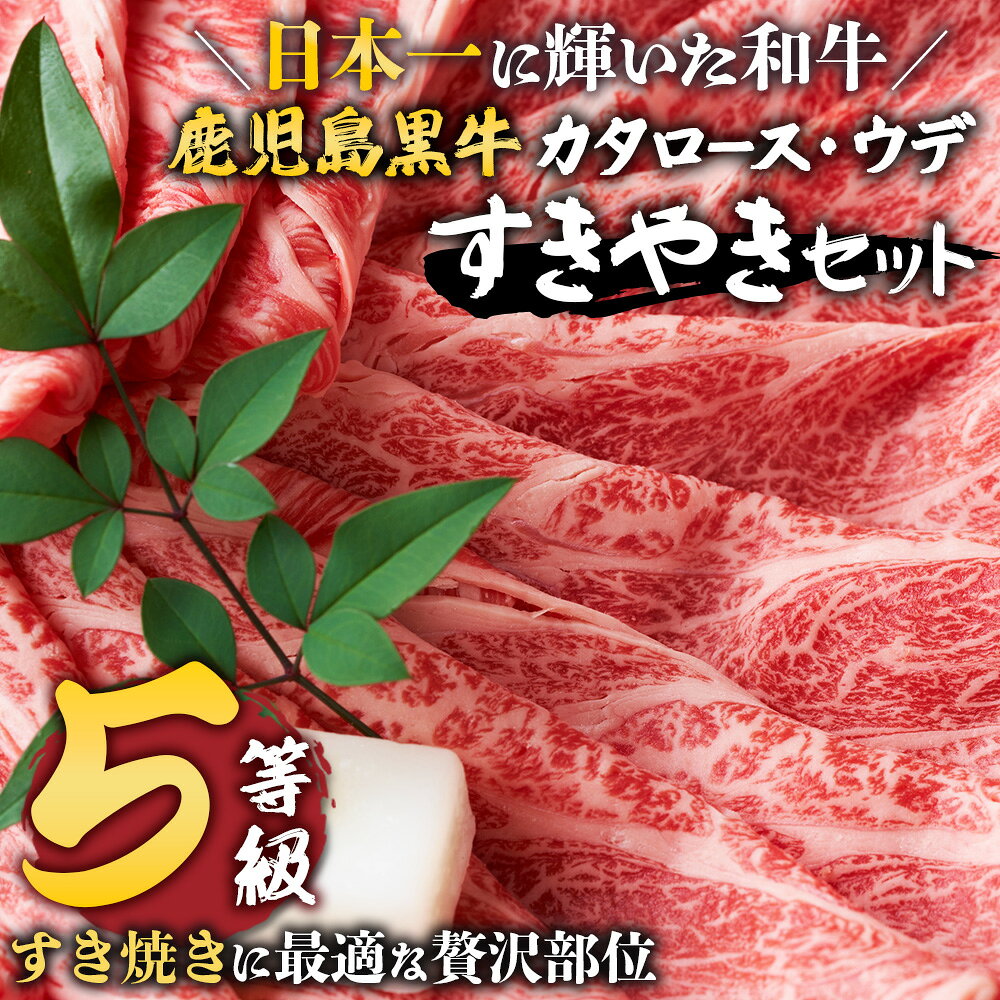 【ふるさと納税】【鹿児島黒牛】すき焼きセット2種600g W7502 | 鹿児島 牛 うし カタロース ウデ 国産 九州産 牛肉 黒牛 黒毛和牛 和牛 すき焼き 冷凍 産地直送 絶品 ごちそう 贈り物
