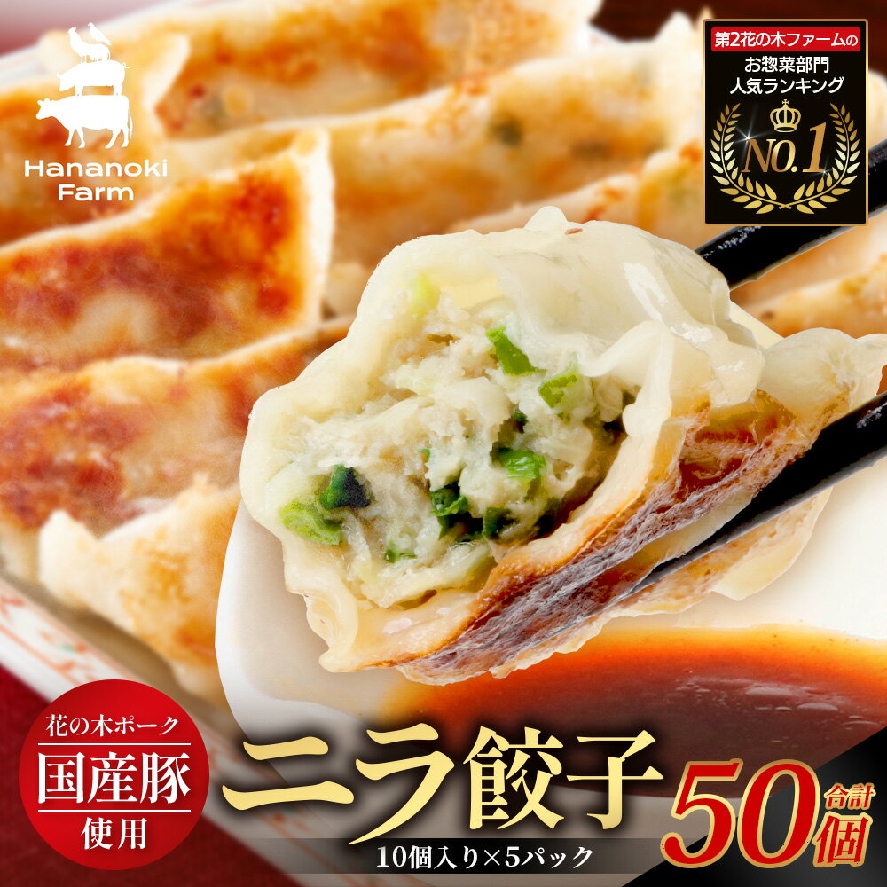 【ふるさと納税】花の木農場【ニラ餃子】50個 HK-502|ぎょうざ ギョーザ ギョウザ 餃子 揚げ餃子 スープ餃子 冷凍餃子 ニラ キャベツ 肉 豚肉 冷凍 冷凍食品 惣菜 弁当 おかず 工場直送 簡単調理 国産 厳選 ノウフク 第2花の木ファーム