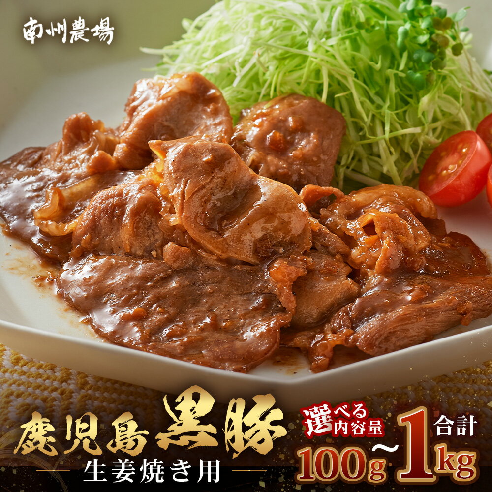 鹿児島県産 黒豚生姜焼き 選べる内容量(100g〜1kg) 味付き肉 冷凍 | 鹿児島 黒豚 かごしま黒豚 お味見 お試し お一人様用 お肉 肉 豚肉 しょうが焼き 焼くだけ 味付き おかず お弁当 加工肉 真空パック 鹿児島県 南大隅町 南州農場