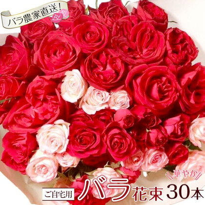 【ご自宅用・華やか30本】バラ農家直送！バラ花束 | 花 切り花 薔薇 新鮮 美しい 綺麗 おまかせ 本土最南端 ≪2024年4月1日以降発送≫