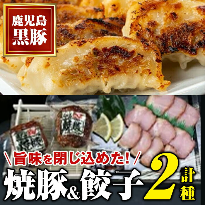 黒豚焼豚(2個)＆黒豚餃子(12個×5P)セット！ 鹿児島 国産 九州産 黒豚 豚肉 お肉 餃子 ギョーザ ぎょうざ 角煮 焼豚 叉焼 チャーシュー おかず 惣菜