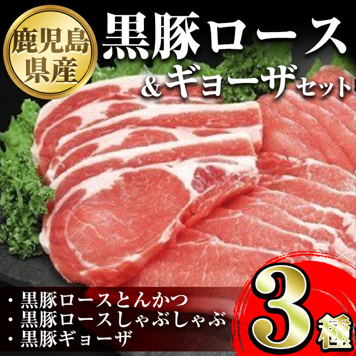 鹿児島県産黒豚ロース＆餃子セット 鹿児島県 国産 九州産 黒豚 豚肉 ポーク ロース とんかつ しゃぶしゃぶ 餃子 ギョーザ ぎょうざ バラエティ セット 詰め合わせ 鹿児島 ギフト 贈答【あかつき産業株式会社】