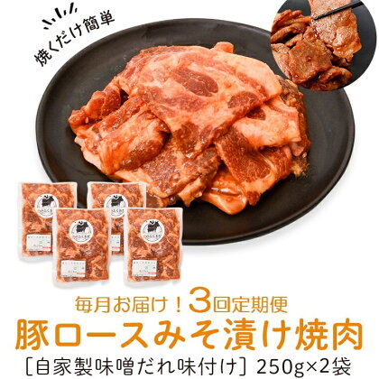 ＜定期便・全3回＞焼肉用豚肩ロース薄切り自家製味噌ダレ味付(計1.5kg・250g×2×3回) 鹿児島 国産 豚肉 豚 肩ロース 薄切り 味噌 みそだれ おかず 味付け 冷凍 バーベキュー お弁当【肉のふくおか】