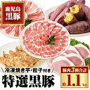 【ふるさと納税】特選黒豚(約1.1kg)、黒豚餃子(計36個・12個入り×3P)、冷凍やきいも(約800g)セット! 鹿児島 国産 豚肉 黒豚 お肉 バラ肉 肩...