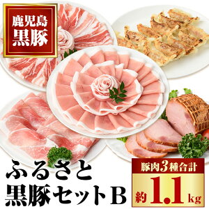 【ふるさと納税】 ふるさと黒豚セットB! 黒豚バラ肉・肩ロース・モモスライス(計約1.1kg)、黒豚焼豚(約200g×2個)、黒豚餃子(12個入り×3P) 鹿児島 国産 九州産 黒豚 豚肉 お肉 しゃぶしゃぶ 焼豚 叉焼 チャーシュー 餃子 ぎょうざ ギョーザ 水餃子 ギフト【和田養豚】