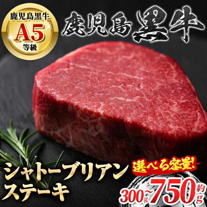 [容量が選べる!]鹿児島黒牛 希少部位 シャトーブリアン (計約300g・約150g×2枚 / 計約750g・約150g×5枚) 牛肉専門店自慢のお肉 鹿児島 国産 国産牛 九州産 牛肉 黒牛 鹿児島黒牛 A5 等級 霜ぶり 霜降り 冷凍 厚切り ステーキ ギフト 贈答[新村畜産]