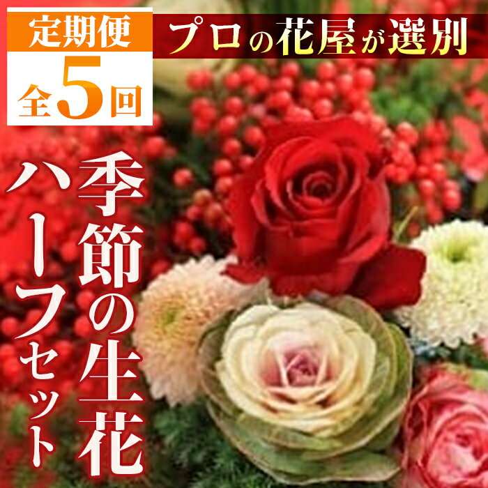 【ふるさと納税】＜定期便・全5回＞季節の生花定期お届けハーフセット！ プロの花屋が選別 花 生花 季節 旬 贈り物 癒し 贈答 フラワー プレゼント 母の日 定期便 【花みやび】