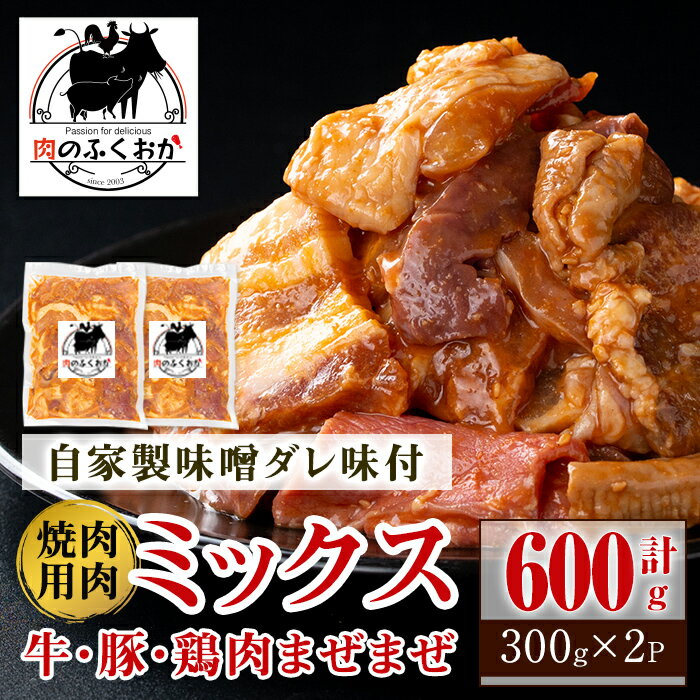 9位! 口コミ数「0件」評価「0」焼肉用肉ミックス自家製味噌ダレ味付き(計600g・300g×2) 鹿児島 牛肉 鶏肉 豚肉 お肉 味噌ダレ たれ漬け まぜまぜ 味付け 味噌･･･ 