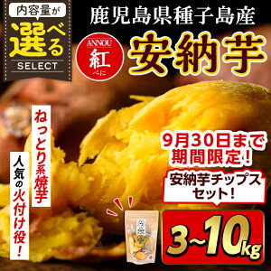 【ふるさと納税】<期間・数量限定セット!先行予約受付中!2025年10月中旬頃から12月中の発送予定>内容量が選べる!種子島産 安納芋<紅>(3~10kg)&安納芋チップス1袋セット 国産 安納芋 紅 種子島 芋 イモ いも さつまいも さつま芋 安納いも 野菜【うずえ屋】