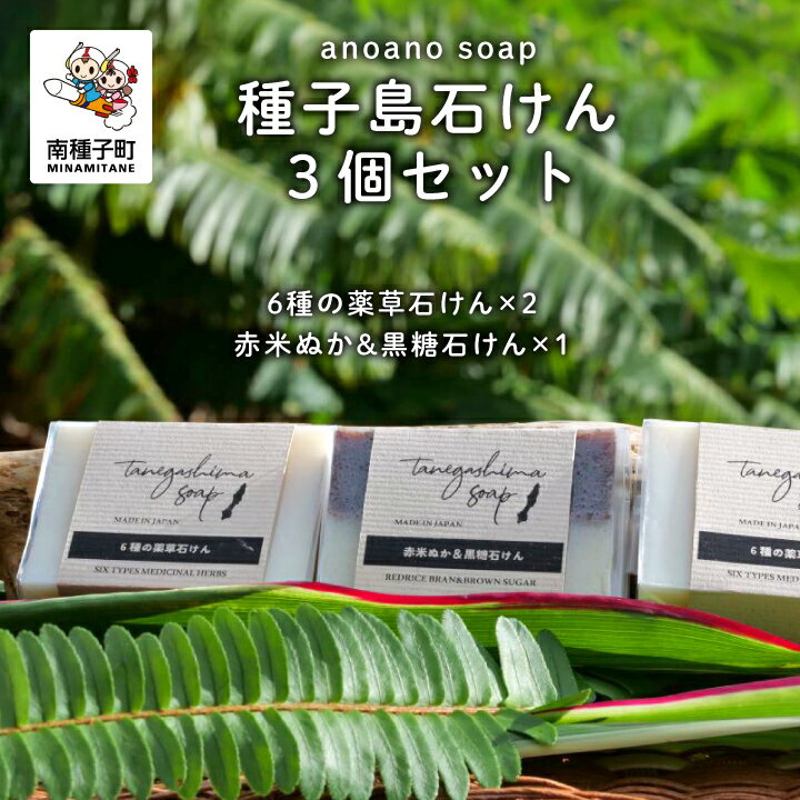 【ふるさと納税】 anoano soap ～ 種子島石けん 3個 セット ～ ( 6種 の 薬草石けん 2個 、 赤米ぬか...