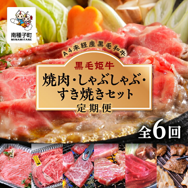 【ふるさと納税】 《 定期便 全6回 》 焼肉 しゃぶしゃぶ すき焼き セット 牛 牛肉 黒毛和牛 定期 肩ロース モモ リブロース 父の日 敬老の日 食品 グルメ お取り寄せ 人気 おすすめ ギフト 返礼品 南種子町 鹿児島 かごしま 【Kitchen 姫ファーム】