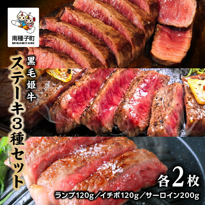 【ふるさと納税】 黒毛姫牛 ステーキ 人気3種 セット ランプ 120g イチボ 120g サーロイン 200g 各2枚 A4 黒毛和牛 牛 牛肉 食品 グルメ お取り寄せ 人気 おすすめ ギフト ギフト お中元 返礼品 南種子町 鹿児島 かごしま 送料無料 【Kitchen 姫ファーム】のサムネイル