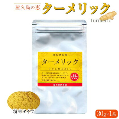 屋久島の恵 ターメリック 30g×1袋（粉末タイプ） | 鹿児島県 屋久島町 鹿児島 屋久島 支援品 ふるさと 納税 支援 返礼品 お取り寄せ ターメリックパウダー 香辛料 ウコン パウダー うこん ウコン粉末 秋ウコン 粉末 調味料