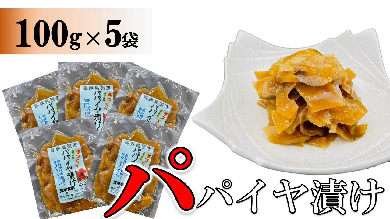 【ふるさと納税】パパイヤ漬け 100g×5袋【手づくり・真空パック】【ポスト投函／配達指定不可】