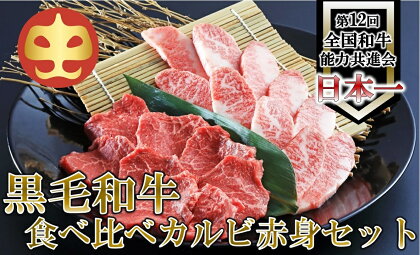 【うしの中山】 黒毛和牛　食べ比べ　カルビ赤身セット（カルビ200g・赤身200g）【日付指定不可】