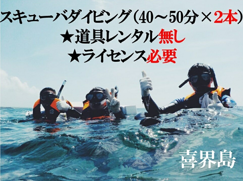 マリンスポーツ(ダイビング・シュノーケリング)人気ランク6位　口コミ数「0件」評価「0」「【ふるさと納税】喜界島で スキューバダイビング（40〜50分×2本）★道具レンタル無し★ライセンス必要★」