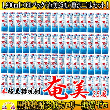 【ふるさと納税】奄黒糖焼酎「奄美（25度）」1,800mlパック（60本セット）