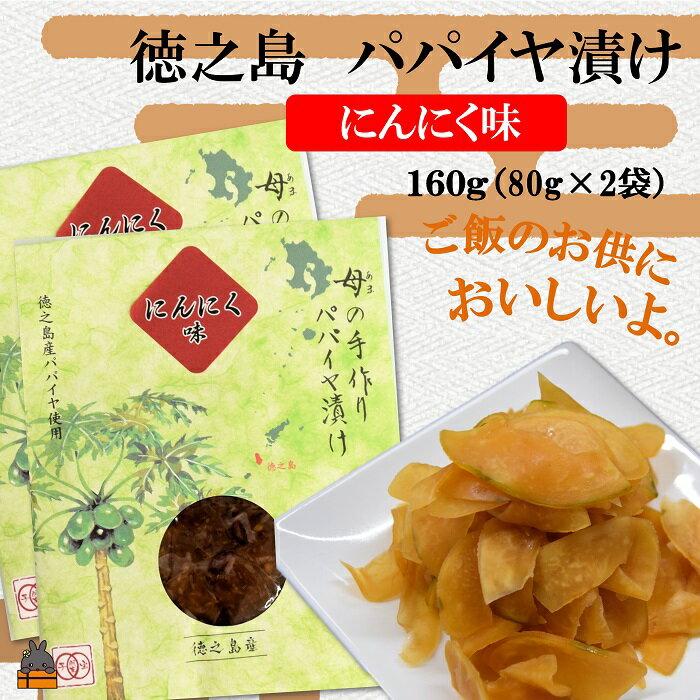【ふるさと納税】〜島の母(あま)の手作り〜徳之島のパパイヤ漬け2袋(にんにく味) ( 漬物 パパイヤ 郷土料理 ご飯のお供 徳之島 奄美 鹿児島 美味しい )【ポストイン配送】
