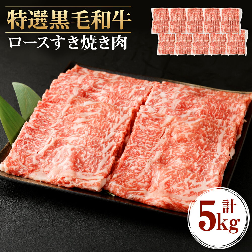 特選 黒毛和牛 すき焼き用ロース 合計5kg （500g×10パック） 肉 お肉 和牛 牛肉 ロース すき焼き 薄切り スライス 冷凍 鹿児島県産 九州産 国産 送料無料 Z-23