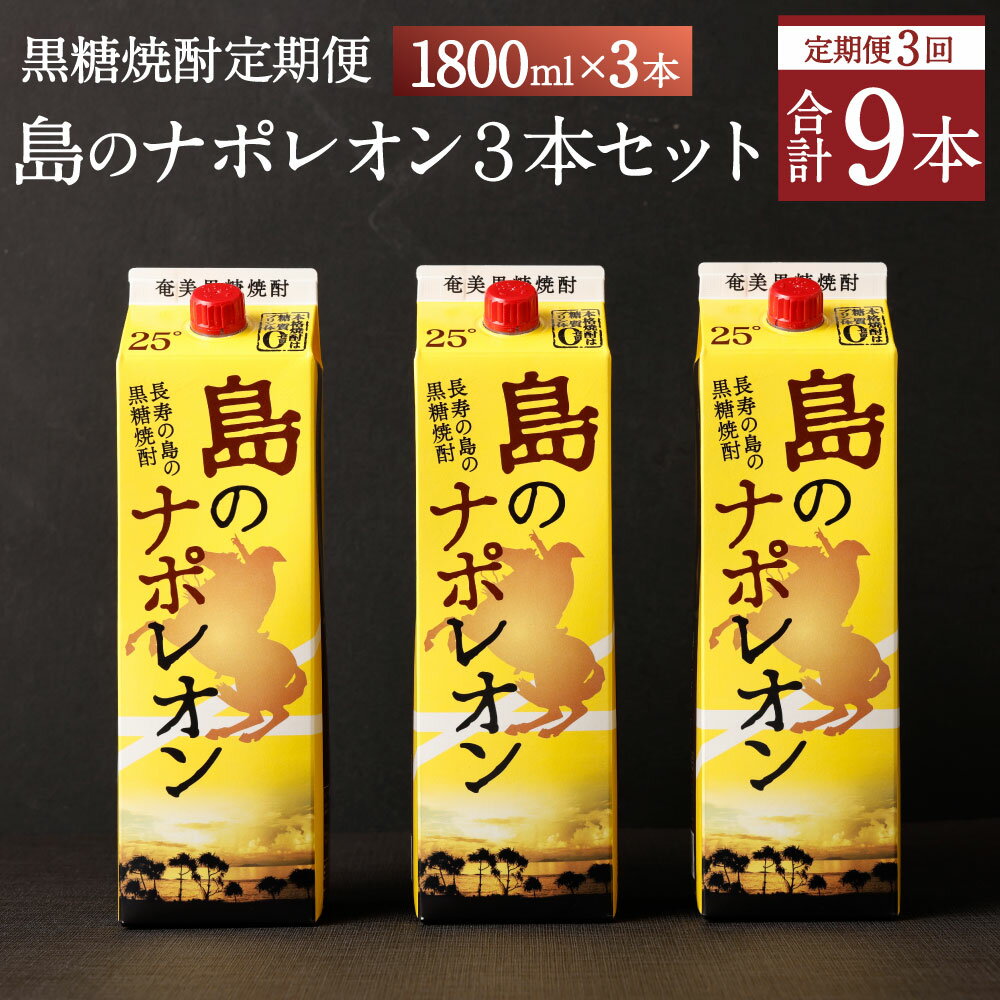 【ふるさと納税】【定期便年3回】黒糖焼酎 島のナポレオン 1800ml×3本セット 合計9本 パック 定期便 焼..