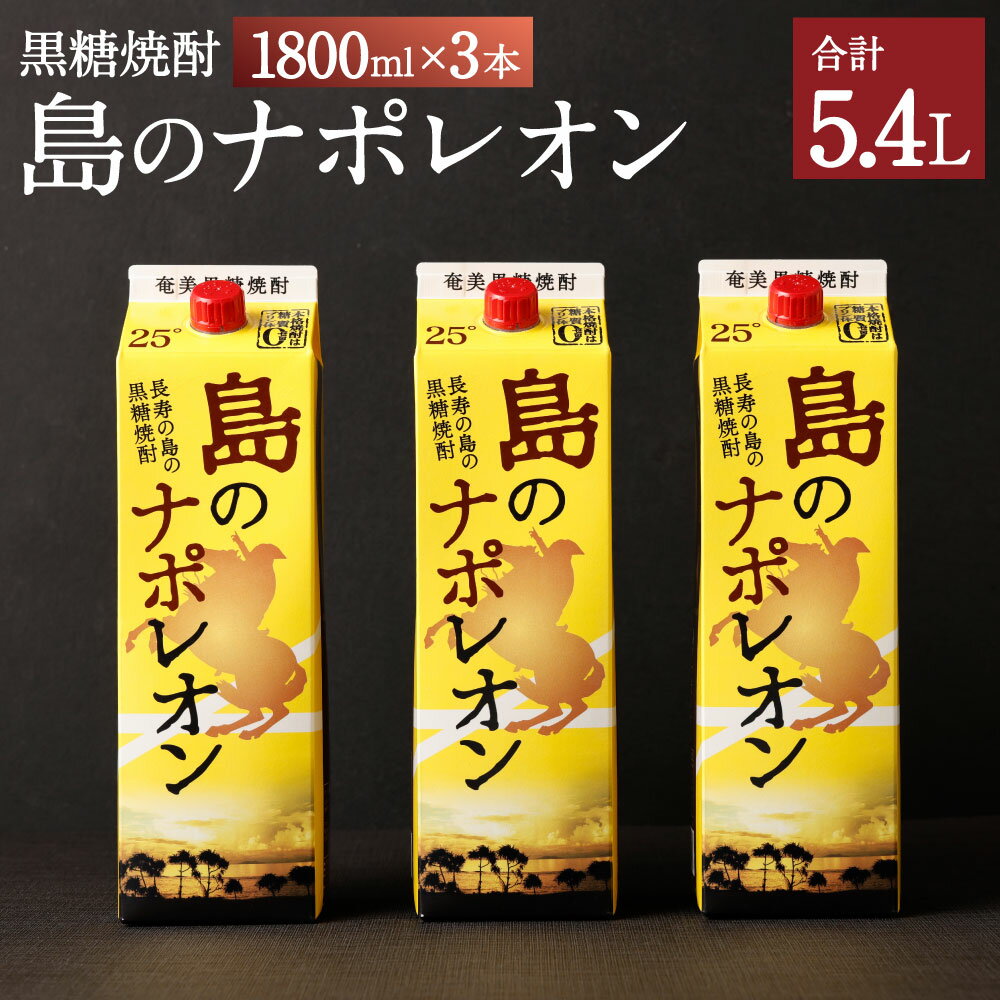 【ふるさと納税】【鹿児島県天城町】本格 黒糖焼酎 島のナポレオン 紙パック 1800ml×3本セット 計5.4L 25度 お酒 酒 アルコール 焼酎 国産 徳之島産 送料無料 A-36-N