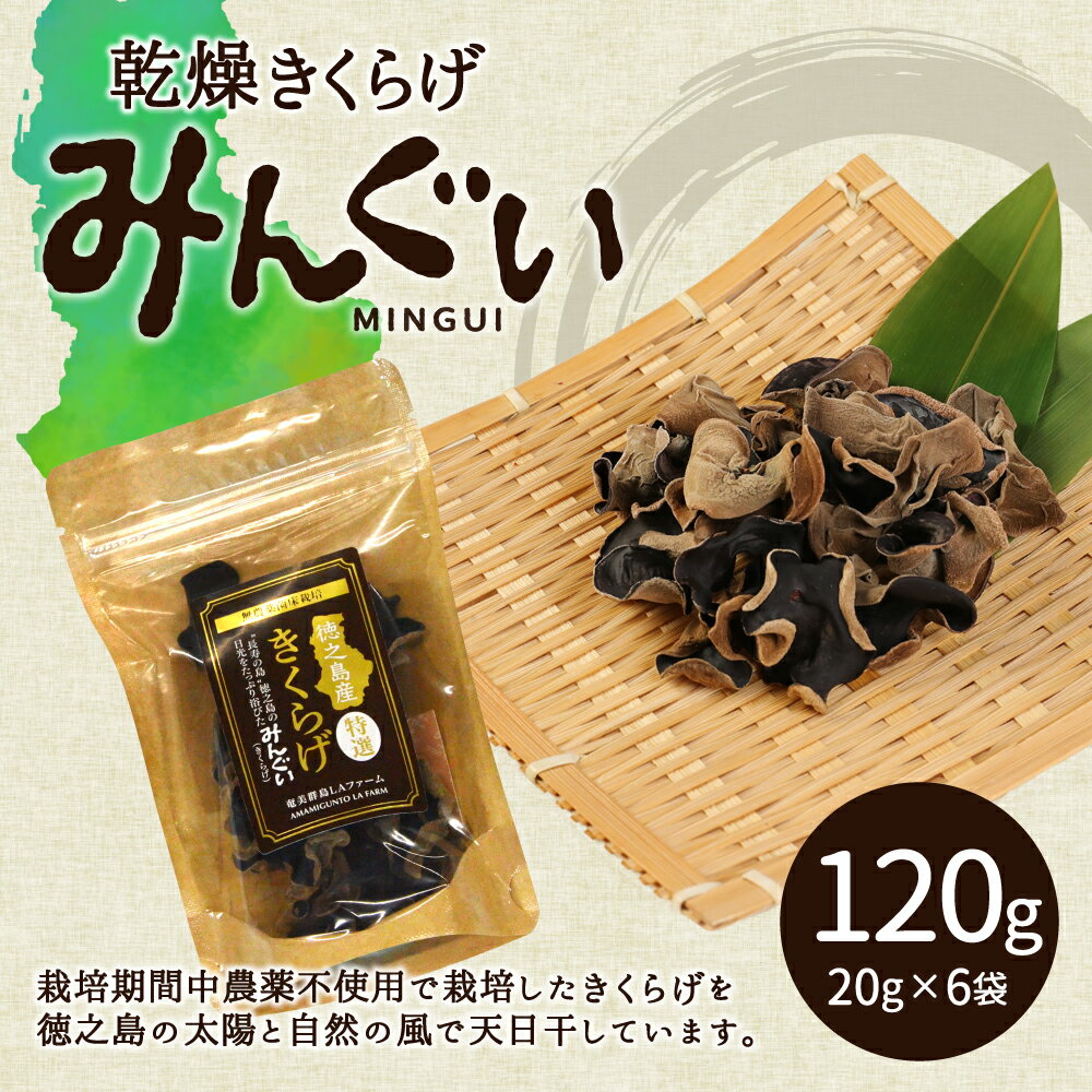 【ふるさと納税】徳之島産 乾燥きくらげ （みんぐい） 合計120g（20g×6袋）キクラゲ 木耳 きのこ キノコ 干し 天日干し 乾物 鹿児島県産 九州 国産 送料無料 H-1-N