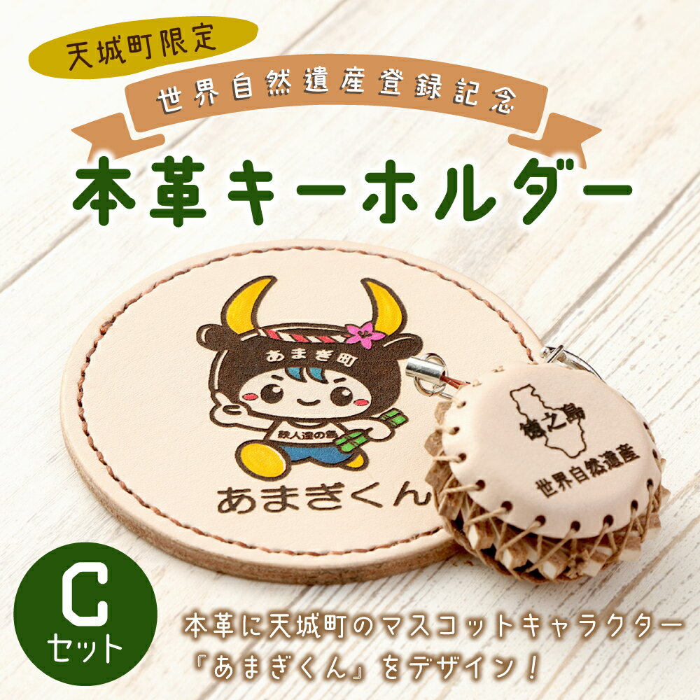 【ふるさと納税】世界自然遺産登録記念 天城町限定 本革 キーホルダー Cセット レザー 小物 手作り ハンドメイドー コレクター お土産 記念品 日本製 鹿児島県 送料無料 BG-3-N