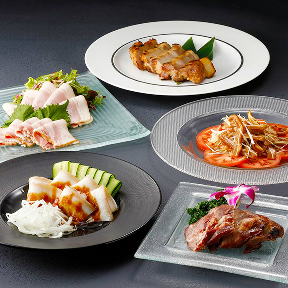 ホテルオークラエンタープライズ監修 徳之島産 島豚 ギフト セットA 6種 各1パック 計約1070g 皮付きバラ肉醤油香味ソース (300g) 味付けミミガー (200g) ロースの西京焼き (200g) ベーコンスライス (100g) ロースハム (100g) チャーシュー (170g) 送料無料