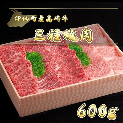 【ふるさと納税】伊仙町産高崎牛三種焼肉600g【N-04】【配送不可地域：離島】【1408609】