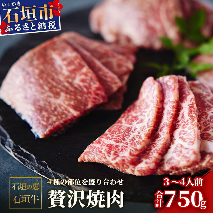 [産地直送]石垣の恵 石垣牛 贅沢焼肉(4種盛)[合計750g][日本最南端の黒毛和牛]KB-100