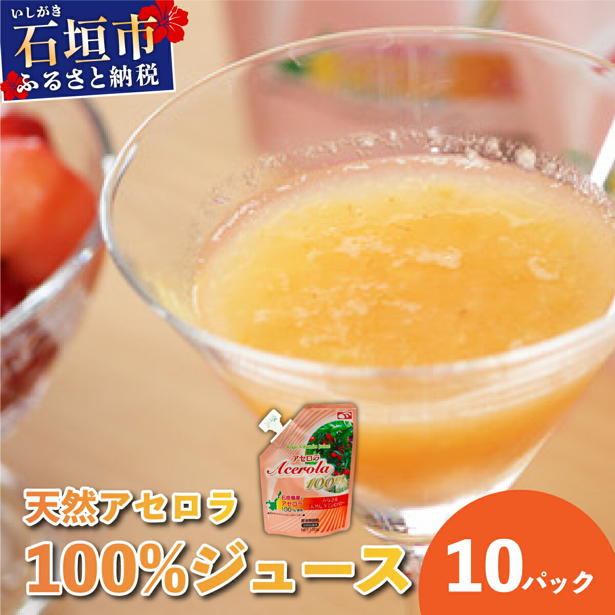 石垣島産 天然アセロラ100%ジュース (100g/pc) × 10pc | 沖縄 石垣市 石垣島 八重山 特産 名産 天然 アセロラ 健康 ビタミン 無添加 OO-1