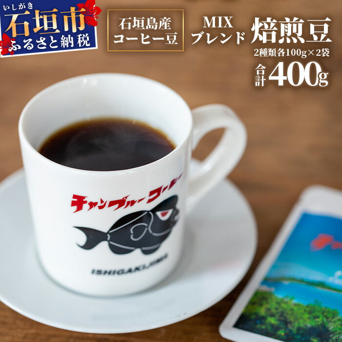 【ふるさと納税】石垣産コーヒー豆MIXブレンド 焙煎豆100g×4袋セット IW-2　沖縄県石垣市 沖縄 沖縄県 琉球 八重山 八重山諸島 石垣 石垣島 送料無料 コーヒー チャンプルー コロンビア グアテマラ エチオピア 豆 コーヒー豆 ドリップ 農産物 高級コーヒー