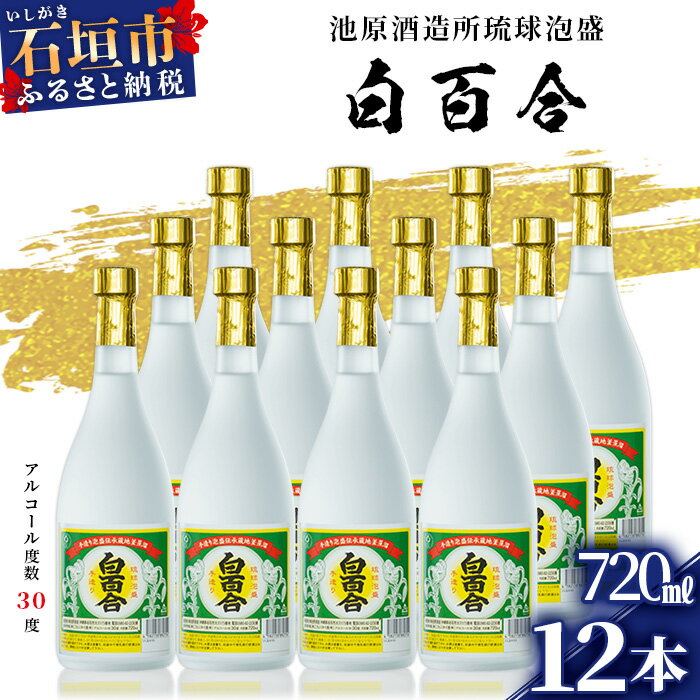 【ふるさと納税】IK-10 池原酒造所 白百合 720ml 30度 12本セット 沖縄県石垣市 泡盛 送料無料