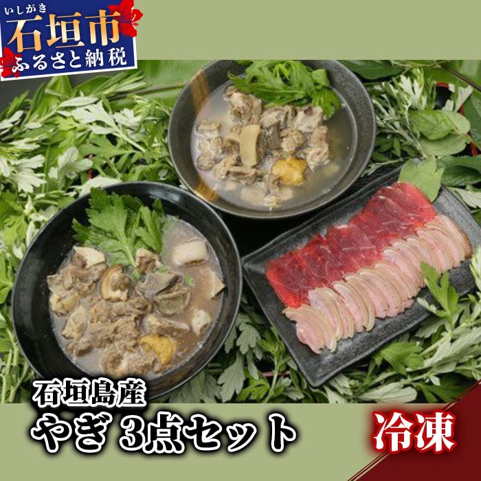 石垣島産やぎ 3点セット やぎ汁 やぎスープ 山羊刺し 沖縄県石垣市 送料無料 冷凍 UM-2