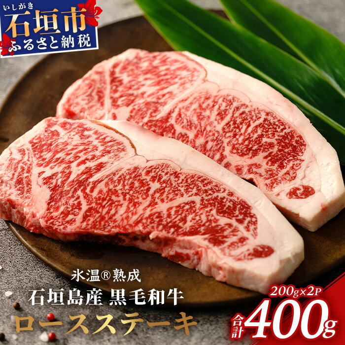 [氷温熟成]石垣島産 黒毛和牛 ロースステーキ 400g お肉 肉 牛肉 冷凍 ステーキ 焼肉 やきにく BBQ アウトドア お祝い 贈答 プレゼント 200g×2枚 八重山食肉センター YC-2
