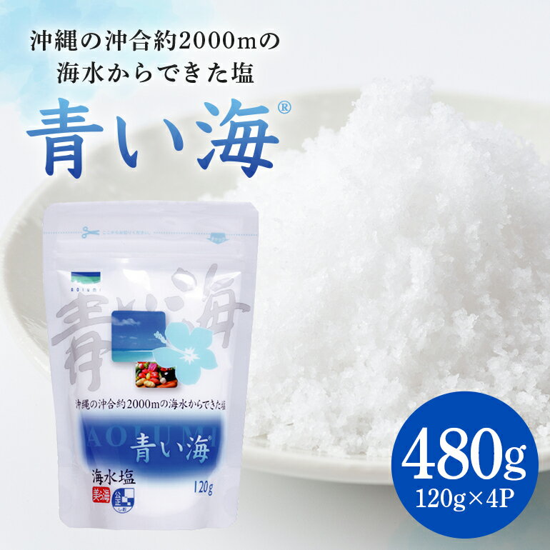 青い海120g×4P 塩 しお 調味料 食塩 沖縄 海塩 料理用 ミネラル 沖縄県 糸満市 88-2