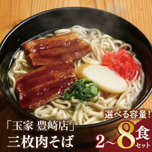 【ふるさと納税】【選べる内容量】三枚肉そば2~8食セット 玉家 豊崎店 沖縄そば そば 麺 麺類 沖縄 沖縄グルメ 郷土料理 琉球 沖縄料理 お取り寄せ かつお 豚骨 三枚肉 豊見城市 人気 送料無料