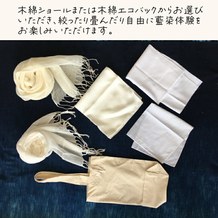【ふるさと納税】藍染体験　木綿ショールまたは木綿エコバックコース（BT002） 2