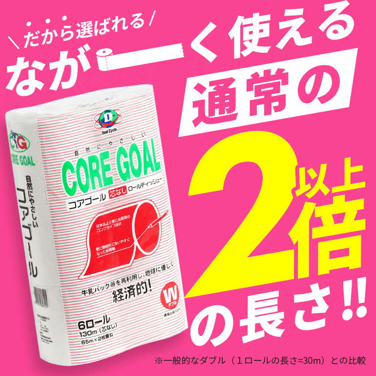 【ふるさと納税】トイレットペーパー ダブル 2倍長持ちトイレットロール 65m×6ロール×3P 再生紙 古紙 エコ 日用品 消耗品 まとめ買い 衛生的 日用品 トイレットペーパー ダブル 18ロール 2倍巻 消耗品 ストック 長持ち 防災 備蓄 必需品 沖縄県 うるま市 f472131-uruma-10001905 沖縄県うるま市 サンプル画像2