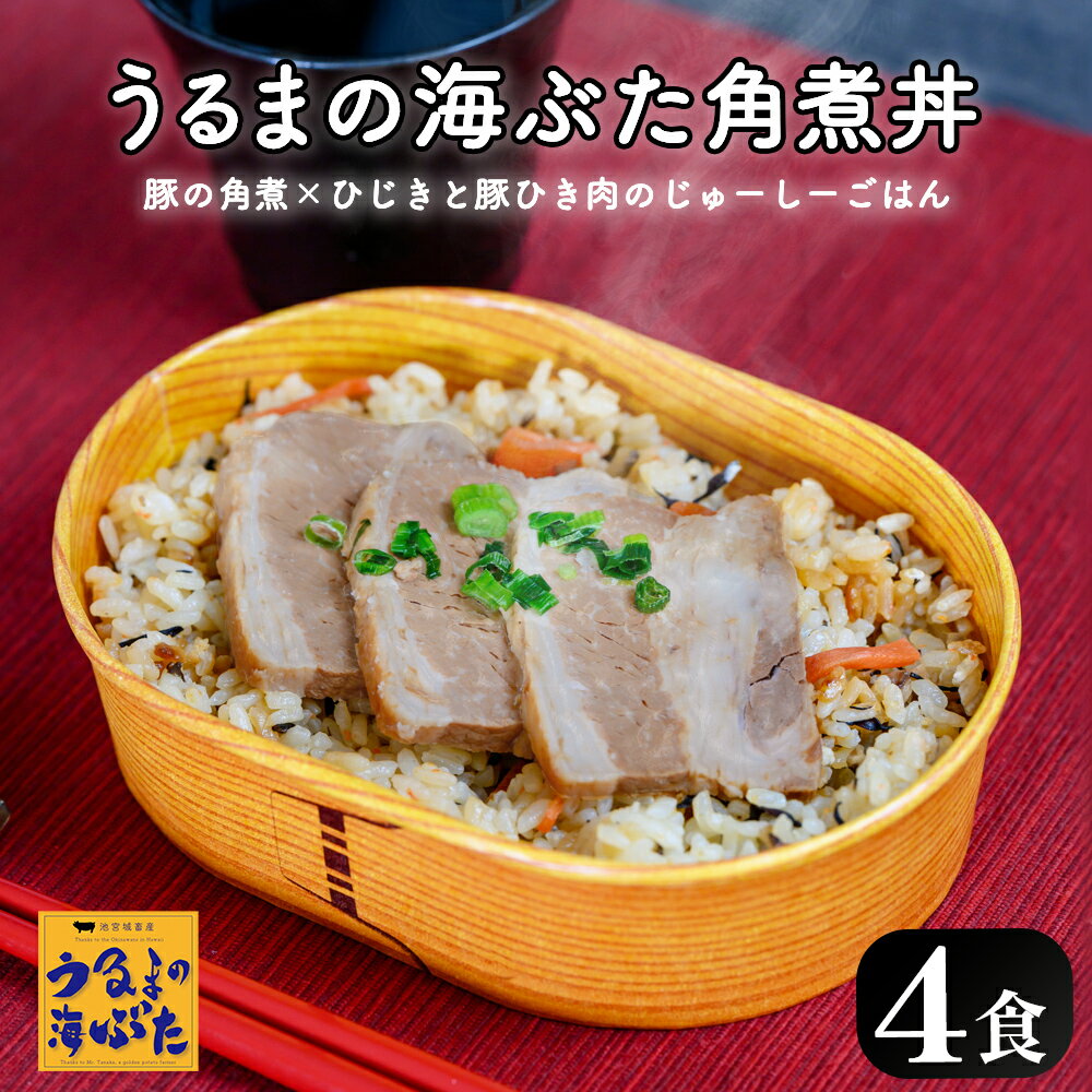 うるまの海ぶた角煮丼 海ぶた角煮×ひじきと豚ひき肉のじゅーしーご飯[4個セット][うるマルシェ] 海ぶた うるまの海ぶた 惣菜 わっば お手軽 プロトン アンリッシュ 冷凍 炊き込みご飯 じゅーしーもっちり食感 ジューシー